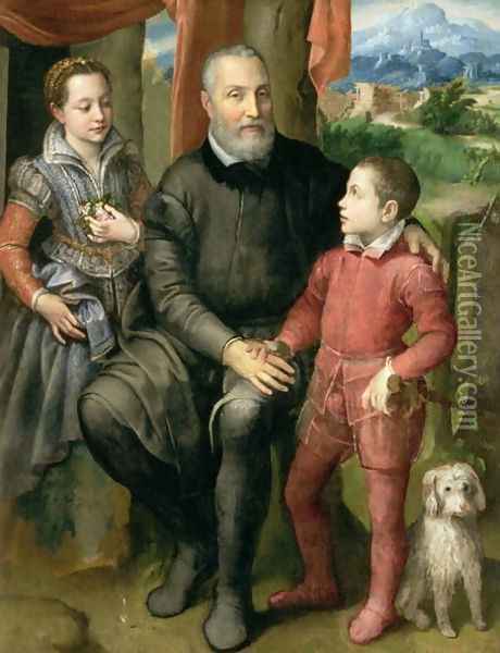 Portrait of the artist's family, Minerva Oil Painting - Sofonisba Anguissola