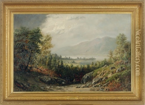 A Traveler On The Hudson Highlands Near Cold Spring Oil Painting - Henry Boese
