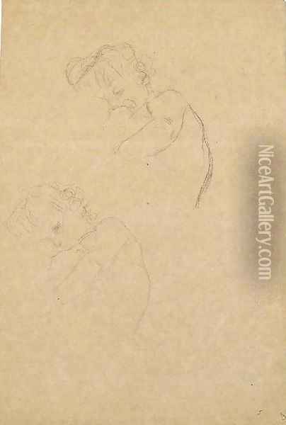 Zwei Studien eines schlafenden Kindes Oil Painting - Gustav Klimt