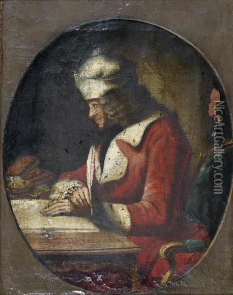 Portrait De Voltaire Dans Un Ovale Oil Painting - Jean Huber