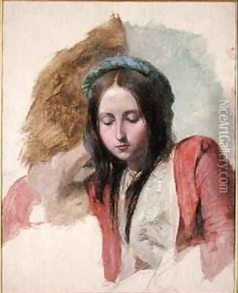 Study of a Woman Oil Painting - John Frederick Lewis