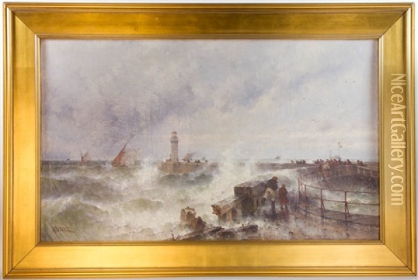 Large Seascape Oil Painting - Theodor Alexander Weber
