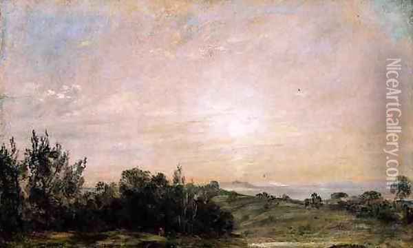 Hampstead Heath, looking towards Harrow, 1821-22 Oil Painting - John Constable