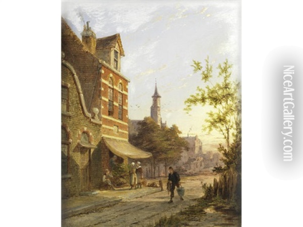 Utrecht (+ Delft; Pair) Oil Painting - Pieter Christian Dommersen
