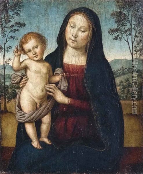 Madonna Col Bambino Oil Painting -  Spagna (Giovanni lo Spagnolo)
