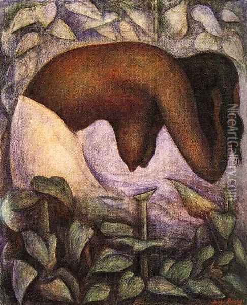 Bather of Tehuantepec (Banista de Tehuantepec) 1923 Oil Painting - Diego Rivera