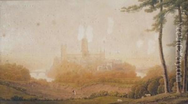 Durham Cathedral From The West Oil Painting - George Fennel Robson