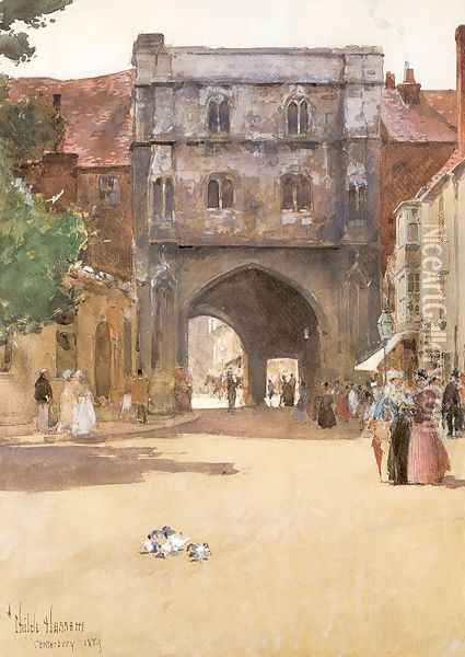 Gateway at Canterbury 1889 Oil Painting - Childe Hassam