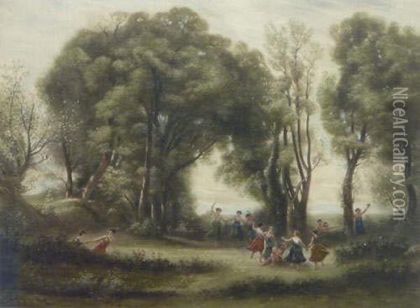 Gaymard Figures In A Woodland Setting And Similar Oil Painting - Alphonse Antoine Aillaud
