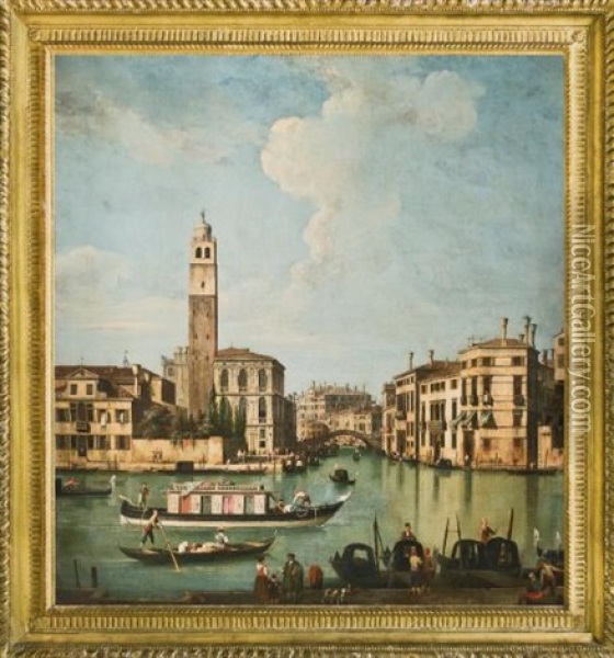 A View Of The Canal Grande With San Geremia, Palazzo Labia And The Entrance To The Cannareggio Oil Painting - Giovanni Battista Cimaroli