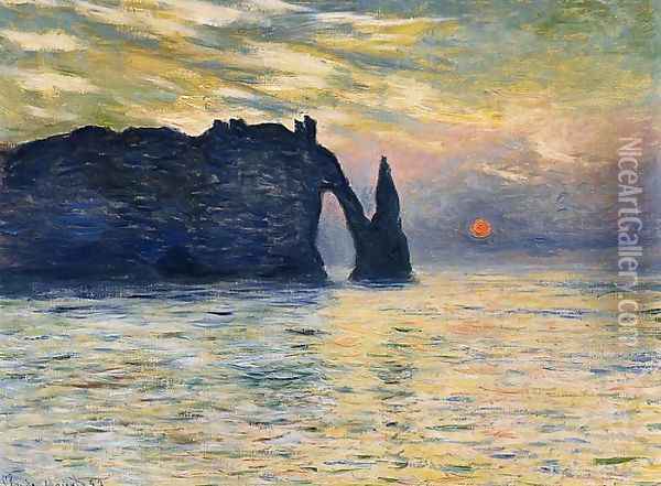 Etretat Sunset Oil Painting - Claude Oscar Monet
