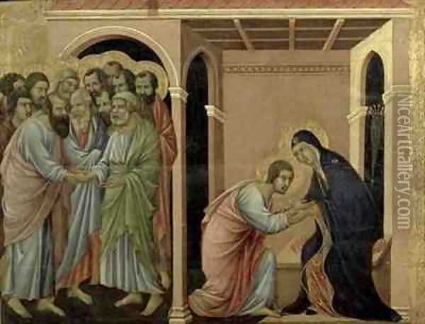 Maesta The Virgin Says Farewell to St John Oil Painting - Buoninsegna Duccio di