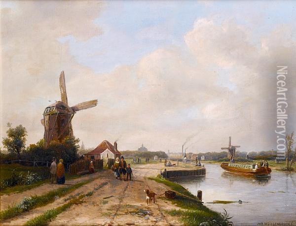 Haarlem With Saint Bavo Cathedral In Thebackground Oil Painting - Jan Weissenbruch
