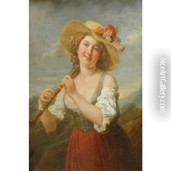 Girl With An Oboe Oil Painting - Jean Francois Gilles Colson