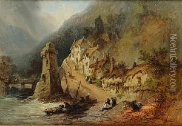An Alpine Village Oil Painting - Henry John Foley