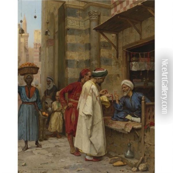 Driving A Bargain, Cairo Oil Painting - Arthur von Ferraris