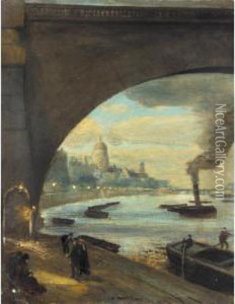 The Thames At Night Oil Painting - Charles Hodge Mackie