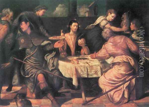 Supper At Emmaus Oil Painting - Jacopo Bassano (Jacopo da Ponte)