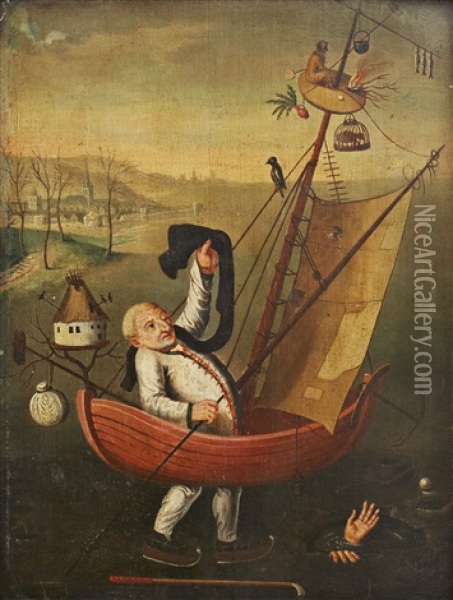 The Fools Ship Oil Painting - Hieronymus Bosch