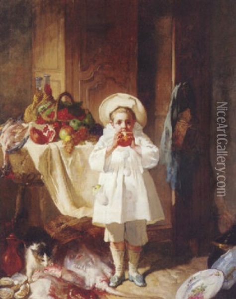 The Sweet Taste Oil Painting - Charles Moniginot