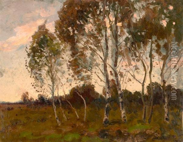 Birkenwald. Oil Painting - Otto Gampert