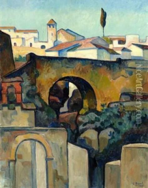 Village Au Cypres Oil Painting - Georges Darel