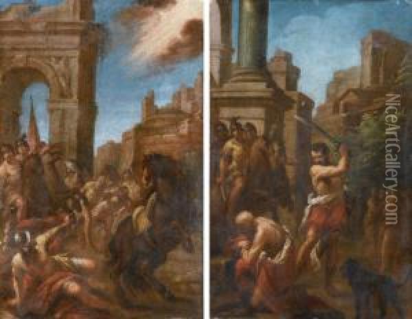 Caduta Di San Paolo; E Decollazione Di San Paolo Oil Painting - Giuseppe Varotti