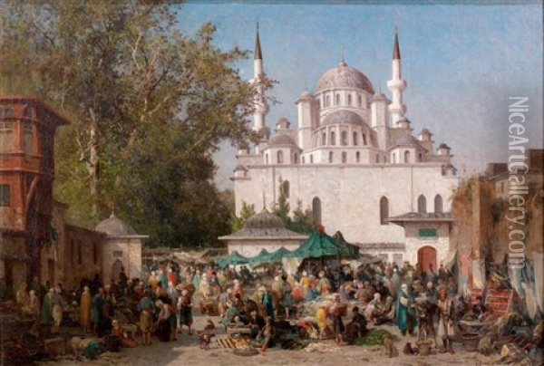Le Khan De La Sultane Valide A Constantinople Oil Painting - Germain Fabius Brest