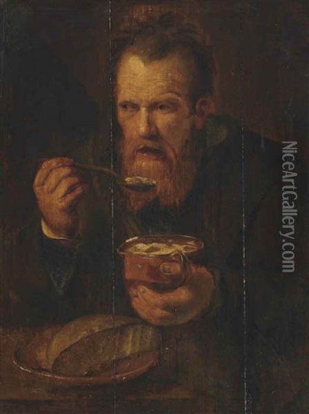 An Old Man Eating Oil Painting - Jan Wouters