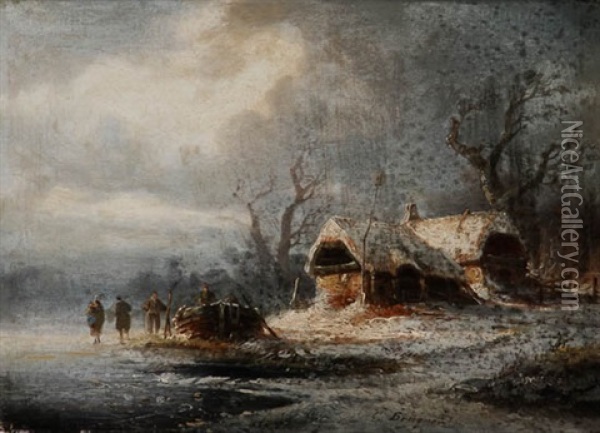 Winter Landscape Oil Painting - Coelestin Bruegner