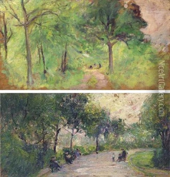 Dans Le Jardin De Fontainebleau Oil Painting - Giuseppe de Nittis