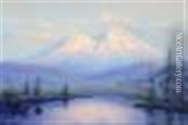 Mount Shasta At Sunset Oil Painting - John Williams Robbins