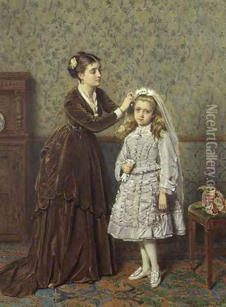 Her First Communion Oil Painting - George Goodwin Kilburne