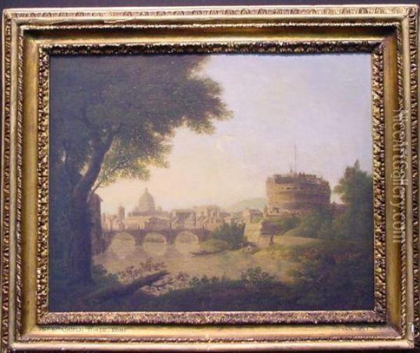 View Of Rome Along The Tiber Oil Painting - Hendrik Frans Van Lint