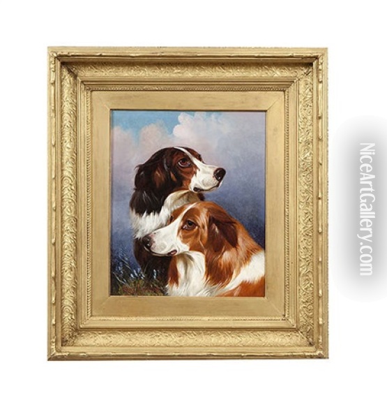 A Portrait Of Two Gundogs Oil Painting - Colin Graeme