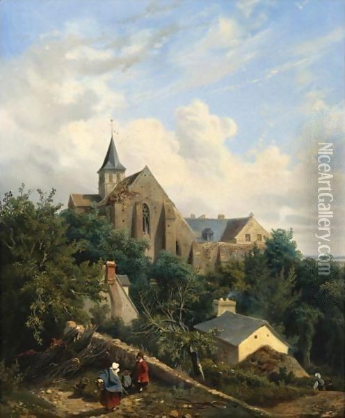 View Of The Graville Priory Oil Painting - Gustave Leprince