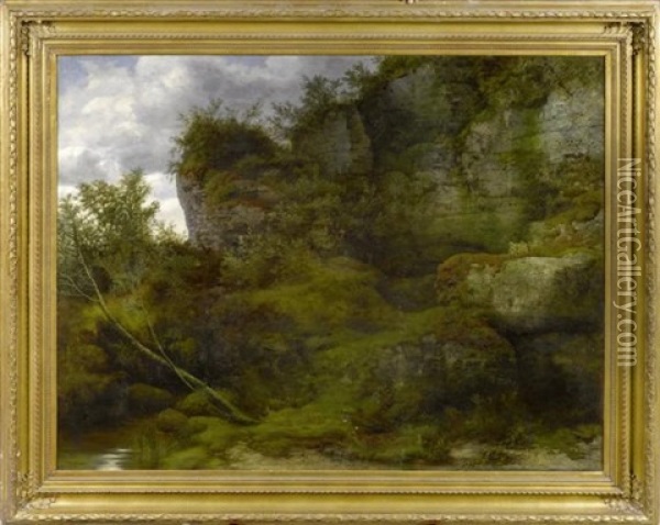 Waldlandschaft Mit Felsen Oil Painting - Jakob Lorenz Ruedisuehli