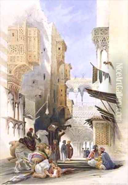 Street Leading to El Azhar, Grand Cairo Oil Painting - A. Margaretta Burr