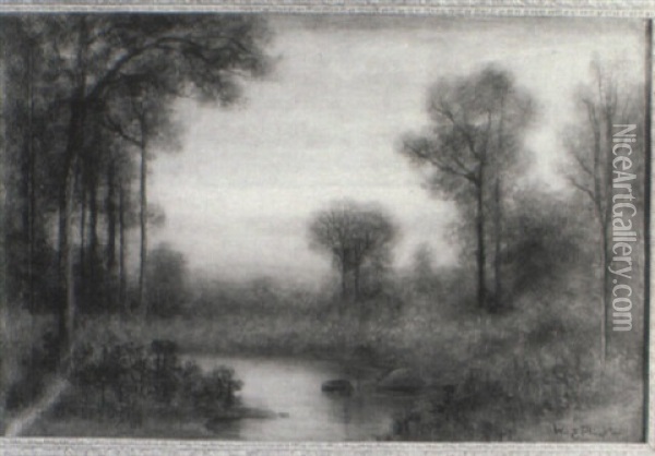 Landscape At Dawn Oil Painting - William E. Plimpton