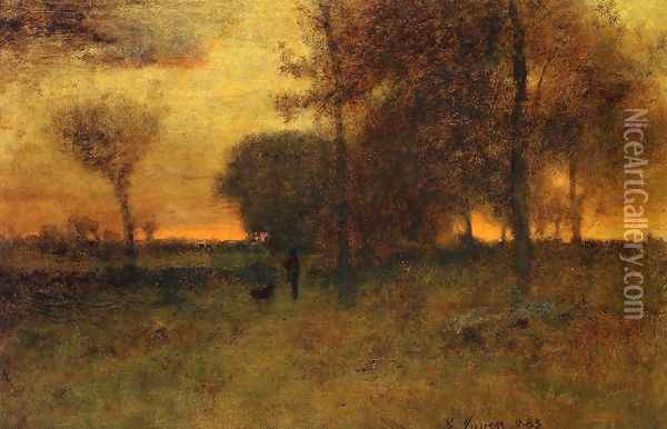 Sunset Glow Oil Painting - George Inness