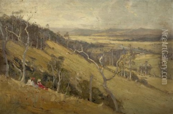 Hawkesbury River Valley, New South Wales Oil Painting - Albert Henry Fullwood