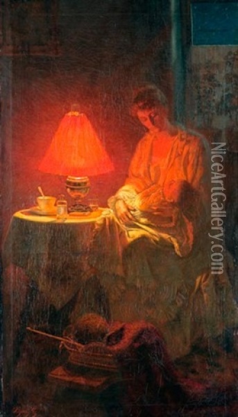 Anya Gyermekevel Oil Painting - Geza Polgary