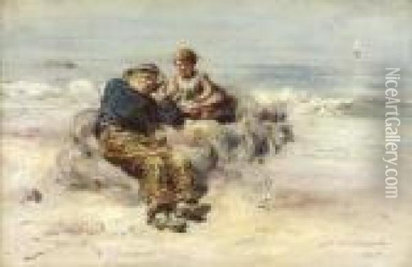 On The Beach At Carnoustie Oil Painting - William McTaggart
