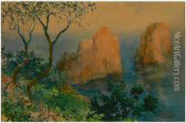 I Faraglioni Di Capri Oil Painting - Antonino Leto