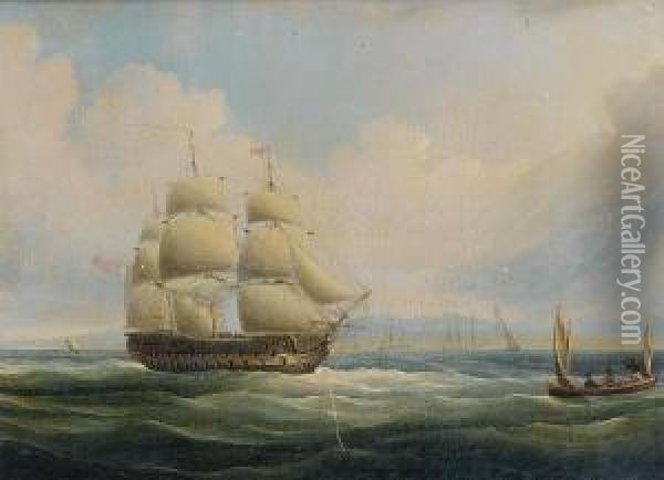 H.m.s. 
Blake Oil Painting - Thomas Buttersworth