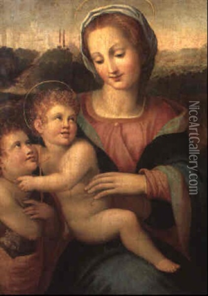 The Madonna And Child With The Infant St. John Oil Painting - Giovanni Maria Butteri