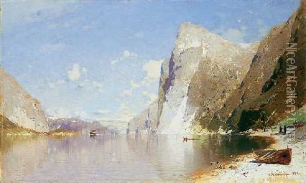 Sommertag Am Sognefjord Oil Painting - Georg Anton Rasmussen