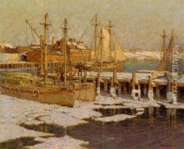 Harbor Oil Painting - Frederick John Mulhaupt