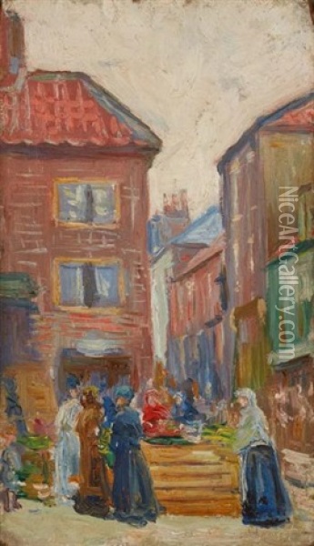 Jour De Marche A Pontoise Oil Painting - Louis Hayet
