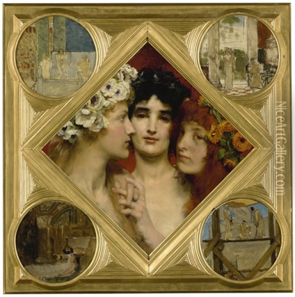 The Three Graces Oil Painting - Sir Lawrence Alma-Tadema